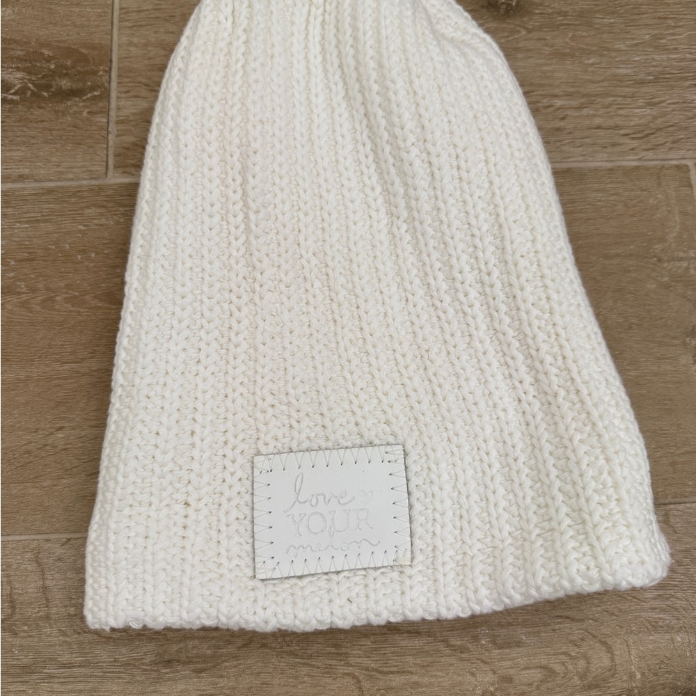 Love Your Melon White Knit Beanie